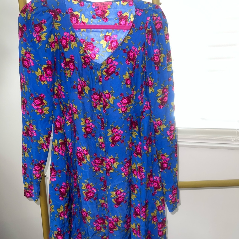 Betsey Johnson Vintage Rose Babydoll Dress with Pockets
